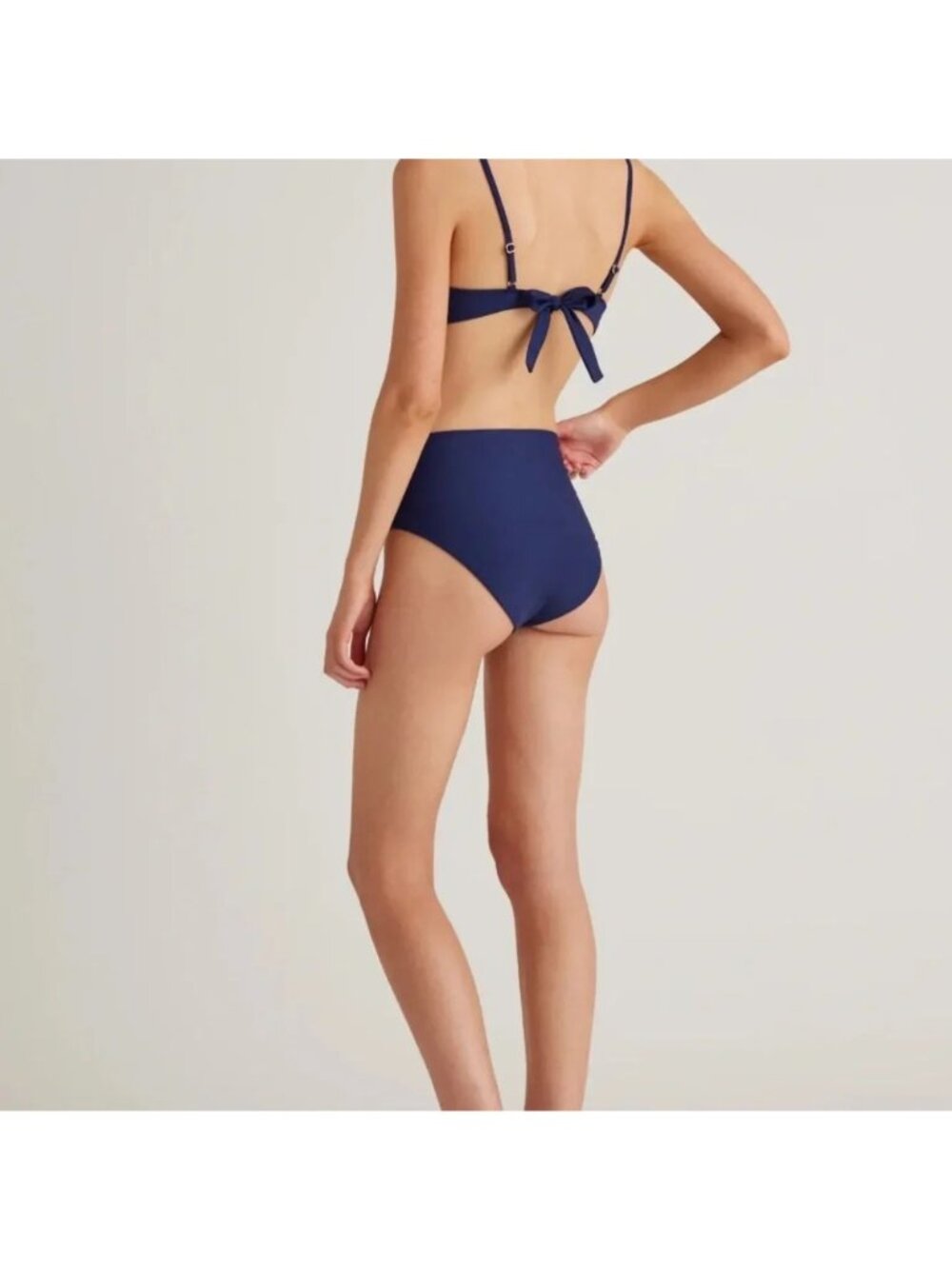 QUINCE Italian High-Rise Bikini Bottom Deep Navy Medium - Picture 2 of 6